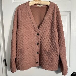 Madewell size XL dusty pink quilted cardigan sweatshirt, cabincore